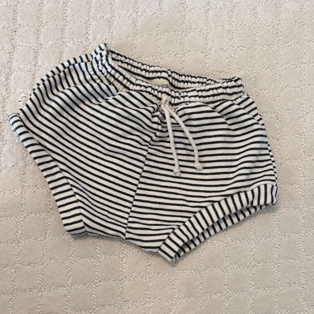 Striped Black & White Kids' Shorts with Drawstring